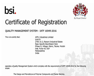 APPL Industries Limited Certification